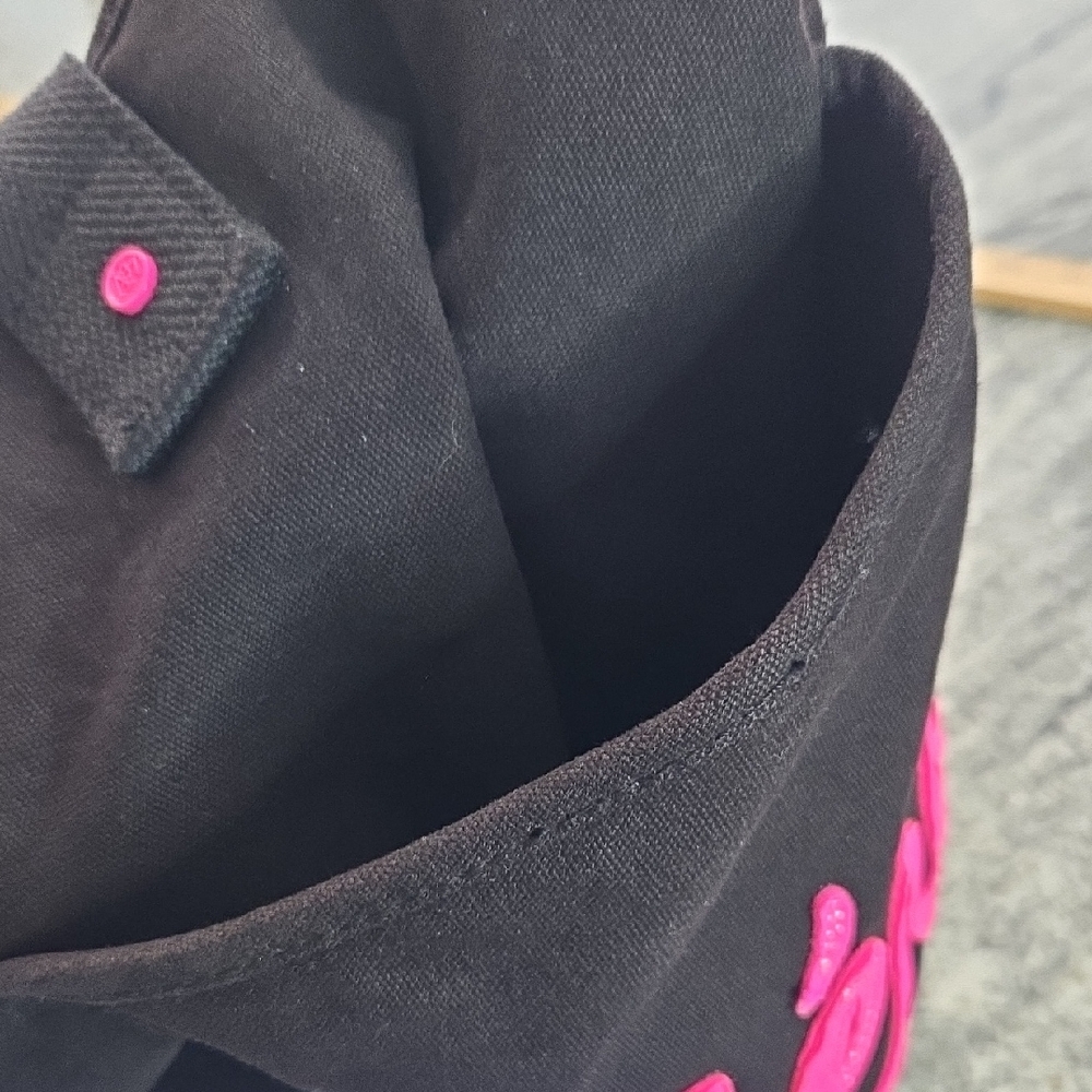 Aeropostale Y2K Black Canvas Signature Colorful Logo Pocket Handles Tote Bag - Picture 13 of 15
